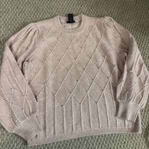 Design History Blush Sweater with Pearl Details